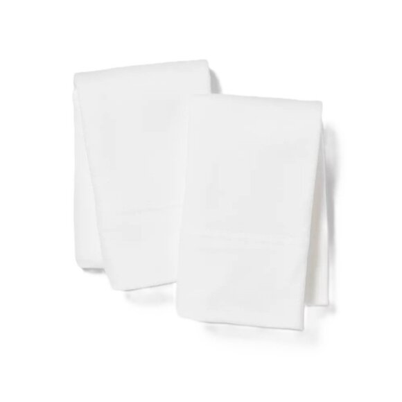 Threshold 100% Jersey Cotton 2 White Pillowcase Set Standard Size 21" x 33" - Picture 1 of 6